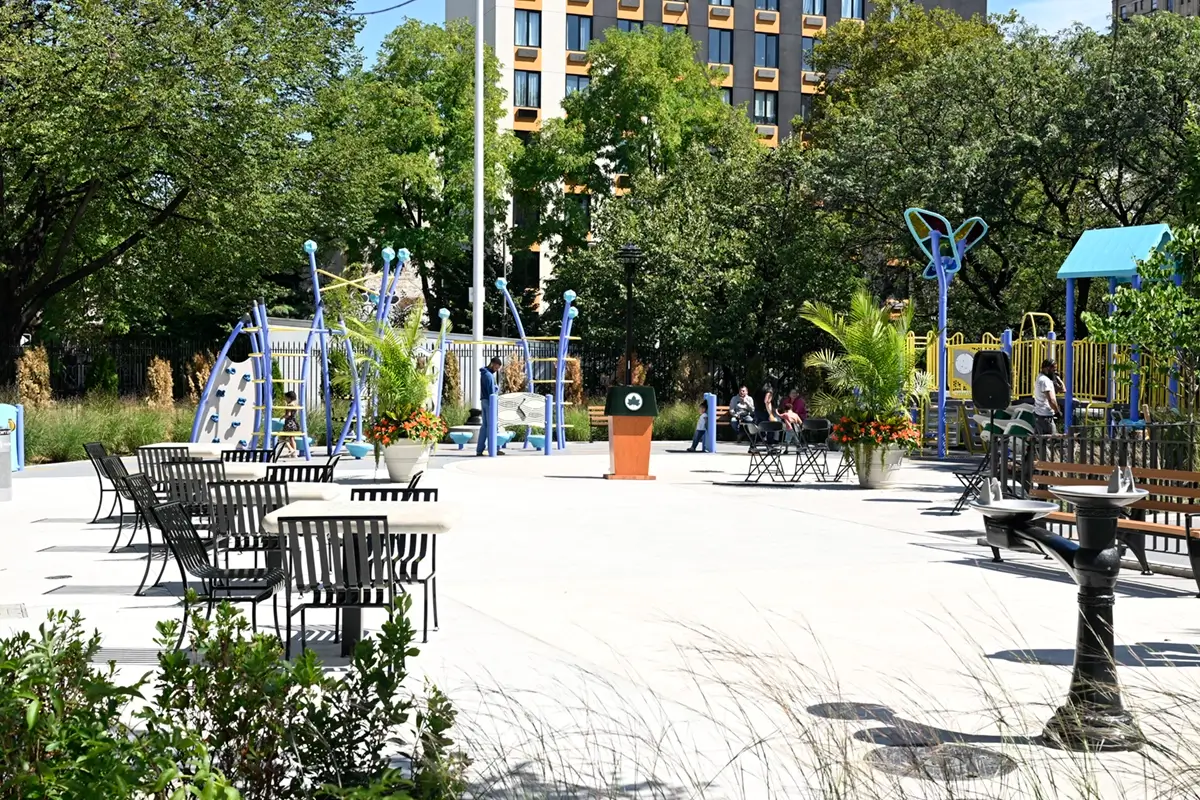 Newly renovated Jennie Jerome Playground, credit NYC Parks
