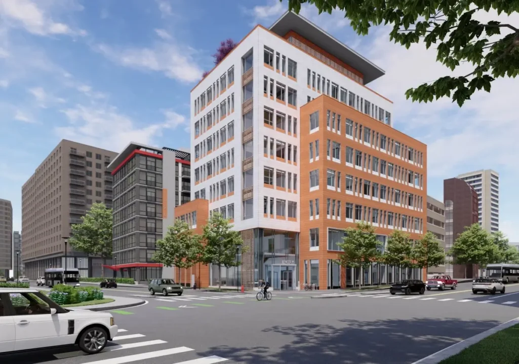 Street View Rendering of HOC's LEED Platinum Headquarters, a green building structure