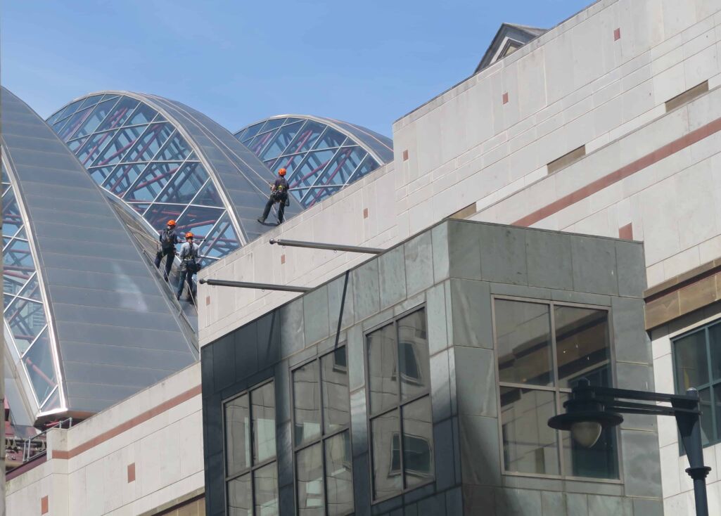 Glass Roof Inspection at Dockland Light Rail Canary Wharf Station