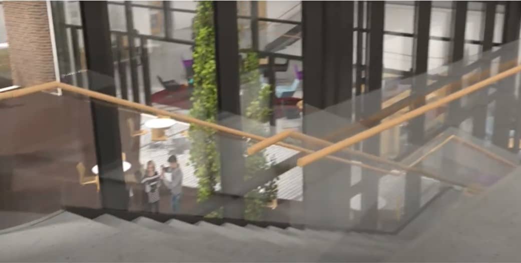 Rendering of Lafayette College's Rockwell Integrated Sciences Center Feature Stair