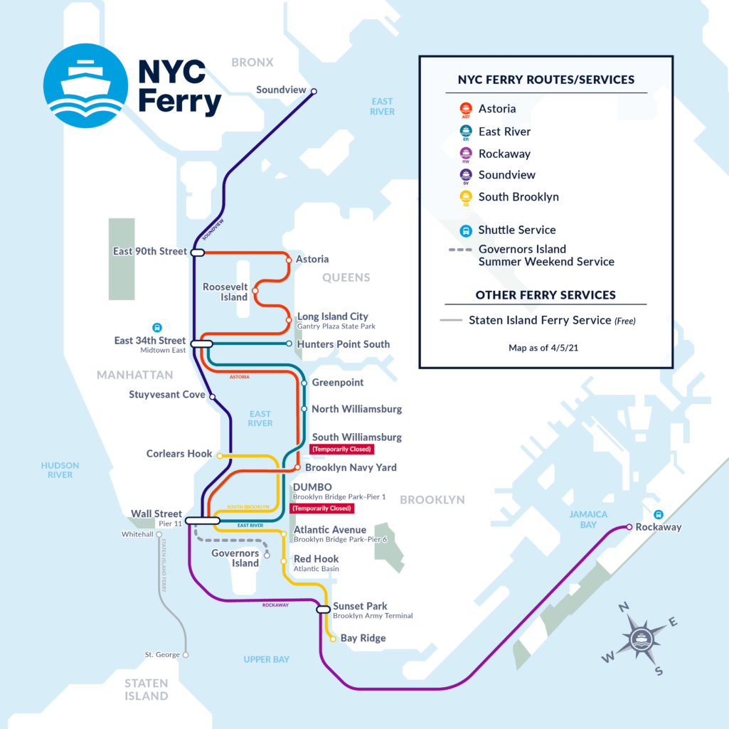NYC Ferry Map 2021