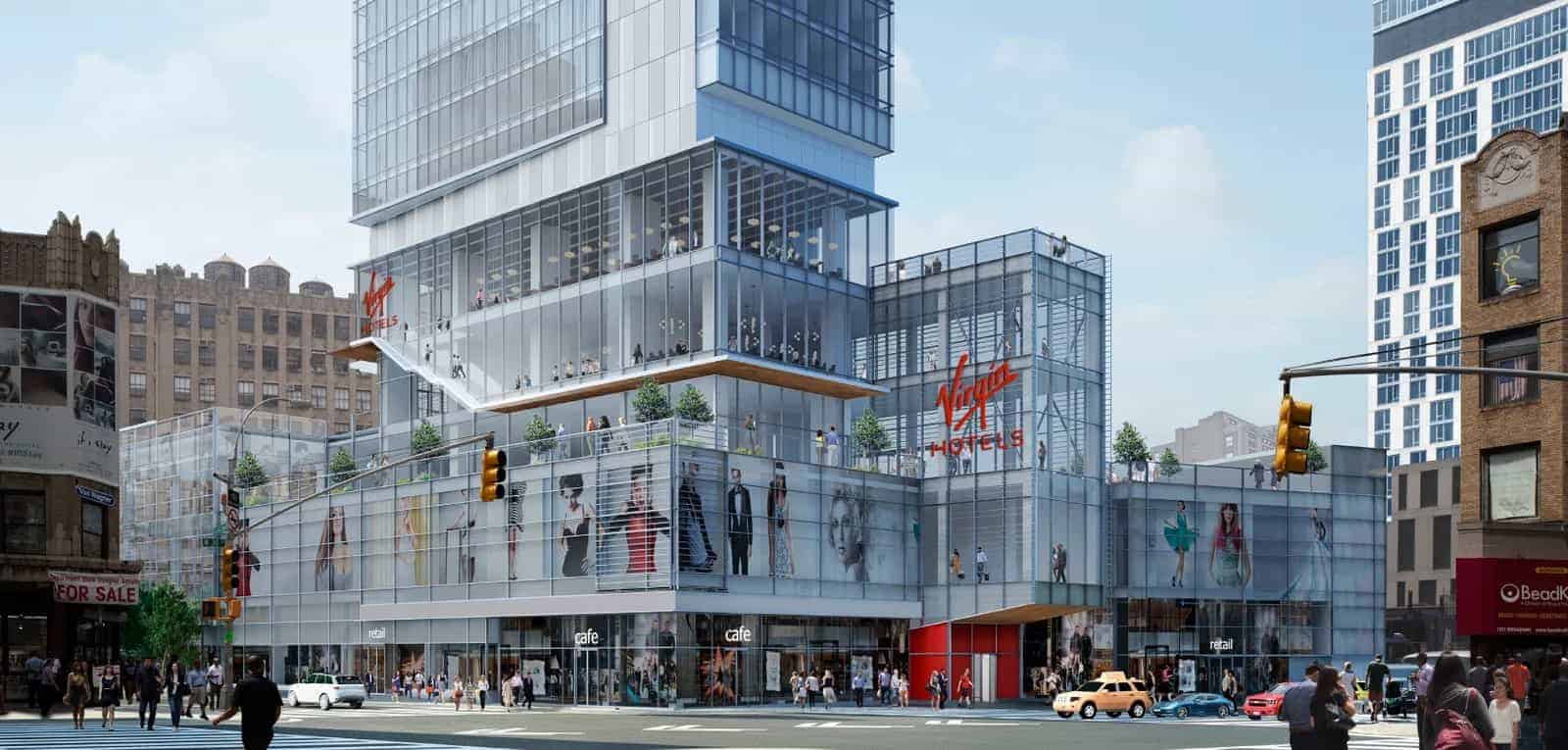 Rendering Showing Unitized Curtain Wall Facade at NYC's Virgin Hotel