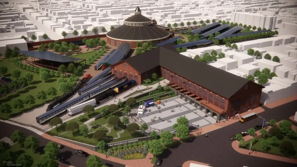 B&O Railroad Museum Redevelopment Rendering, credit Design Collective, Inc.