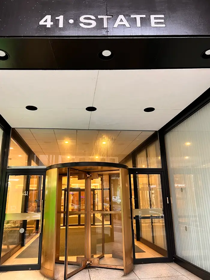 Exterior entrance to the Albany office of McLaren, a Division of KCI, an engineering and surveying firm.