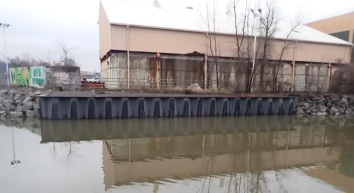 Existing conditions of a bulkhead and riprap