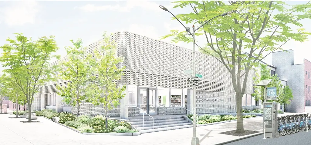 Exterior Rendering of Red Hook Library's Renovated Facility