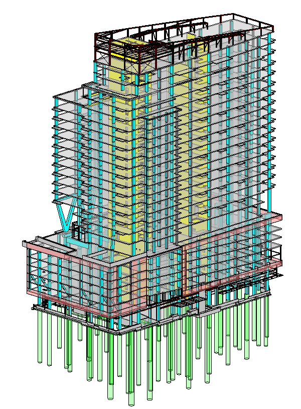 Revit Model of Structural Design In High Rise Building Three Light for Wind-Induced Vibrations and Lateral Drift